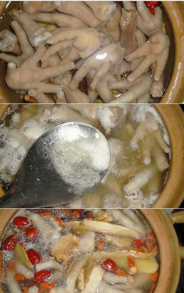 药材炖鸡脚的做法