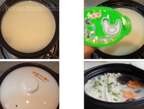 豆浆鲜菇煲的做法