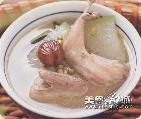 冬瓜绿豆鹌鹑汤的做法