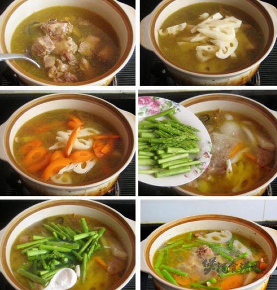 芦笋莲藕炖鸡块的做法