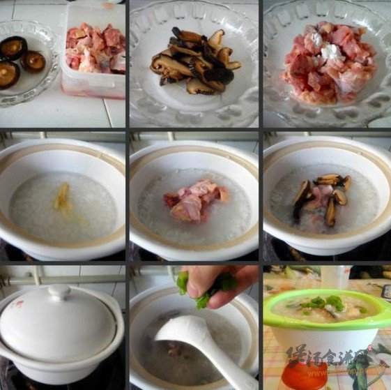冬菇滑鸡粥的做法