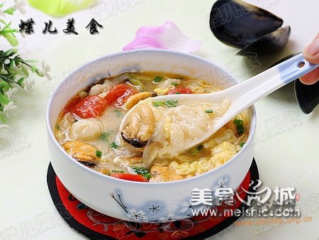 海虹番茄鸡蛋疙瘩汤的做法