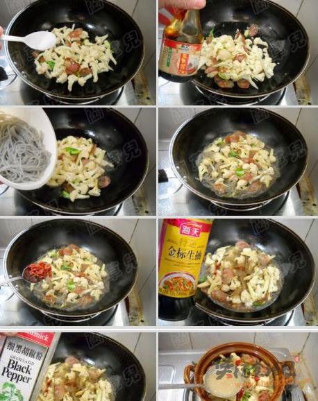 腊味菜花粉丝煲的做法