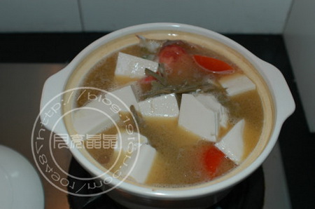 梭子蟹番茄豆腐汤的做法
