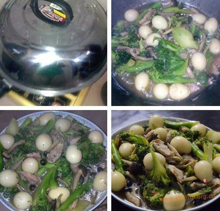 西兰花蟹味菇炖鹌鹑蛋的做法