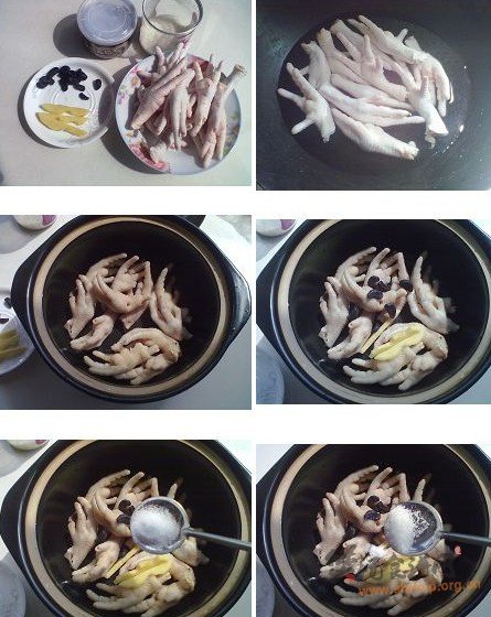黑蒜煲鸡脚的做法