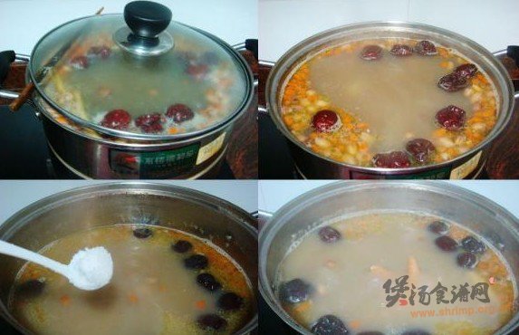 红枣花生鸡脚汤的做法