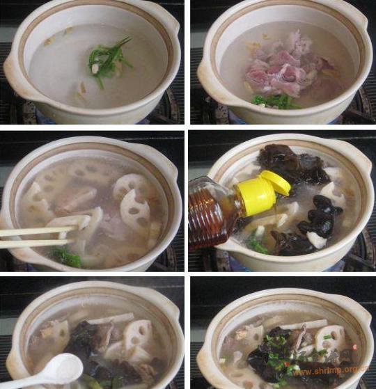 肉片黑木耳炖藕的做法