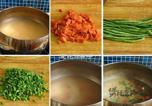 豆角火腿咸粥的做法