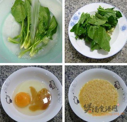 炒鸡蛋虾仁菠菜汤的做法
