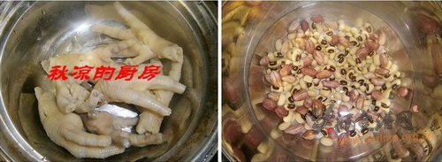 花生眉豆鸡脚汤的做法