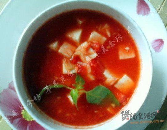 番茄汁豆腐汤的做法