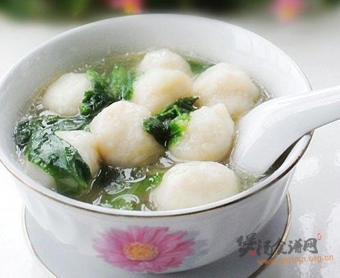 小白菜虾丸汤的做法