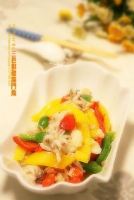 三色椒烩墨斗鱼的做法