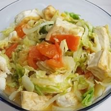 豆腐炒番茄白菜的做法
