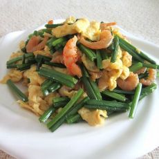 韭苔虾仁炒鸡蛋的做法 韭苔虾仁炒鸡蛋的做法