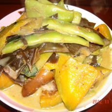 肉炖豆角窝瓜海带的做法