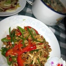 双椒炒鸡丝的做法 双椒炒鸡丝的做法