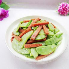 眉豆炒火腿的做法