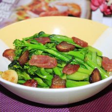 腊味炒迟菜心的做法 腊味炒迟菜心的做法