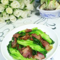 腊肉炒菜心的做法