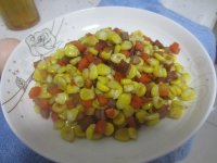 腊肉胡萝卜炒玉米的做法