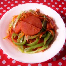葱丝尖椒炒火腿的做法