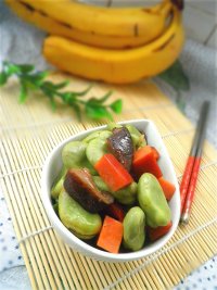 蚕豆香菇炒火腿的做法