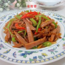 双椒火腿炒米虾的做法