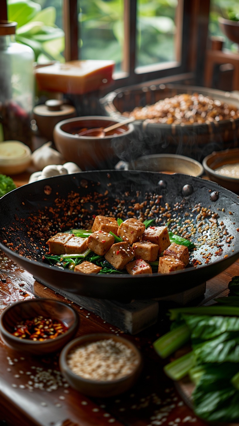 锅里的麻辣豆腐图片