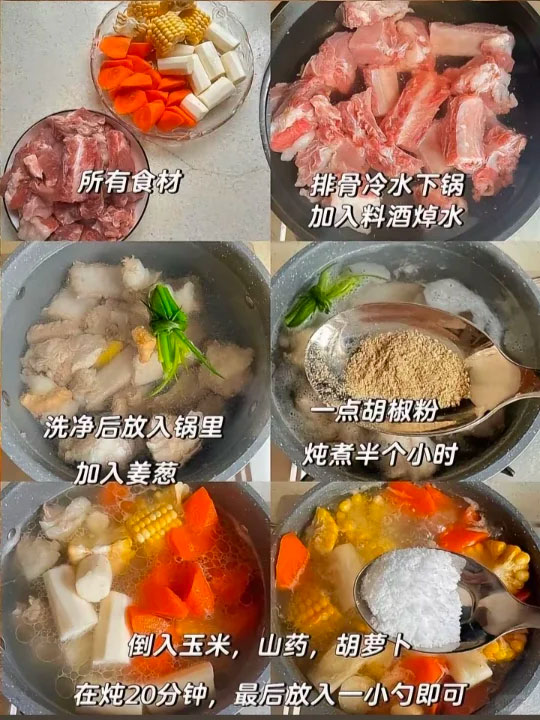 玉米山药排骨汤的做法