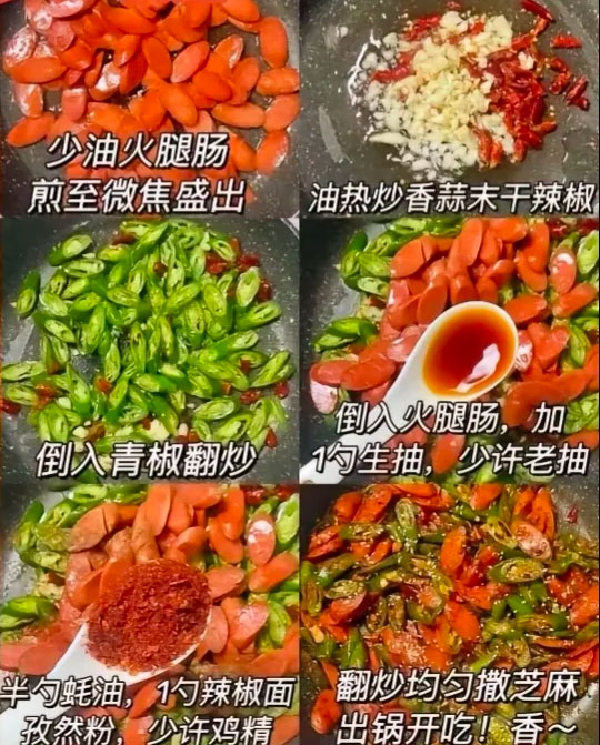 辣椒炒火腿的做法