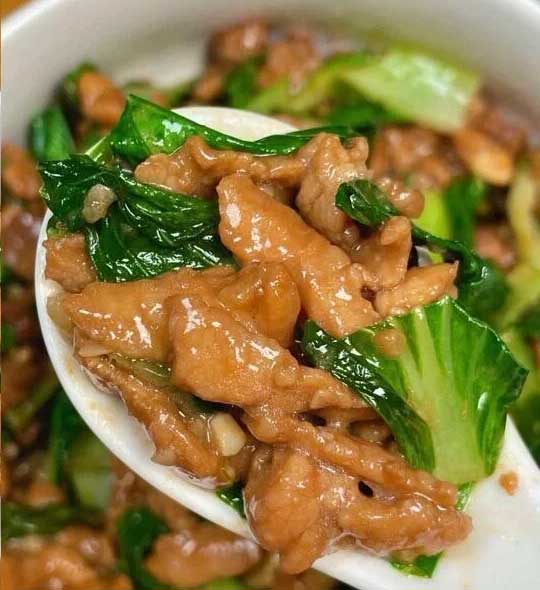 上海青炒肉的做法