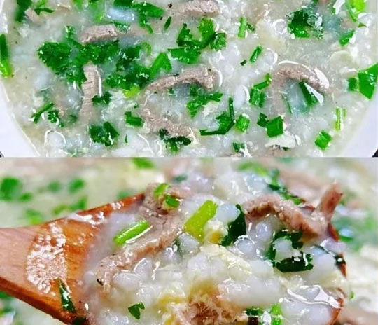 滑蛋牛肉粥的做法