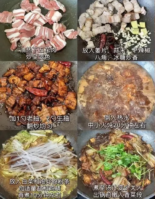猪肉白菜炖粉条的制作方法