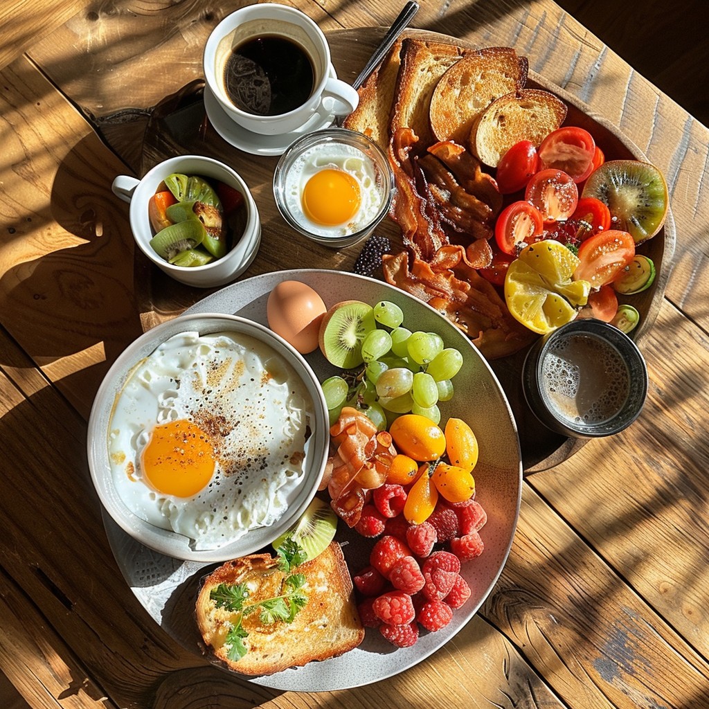 丰盛诱人的早餐图片