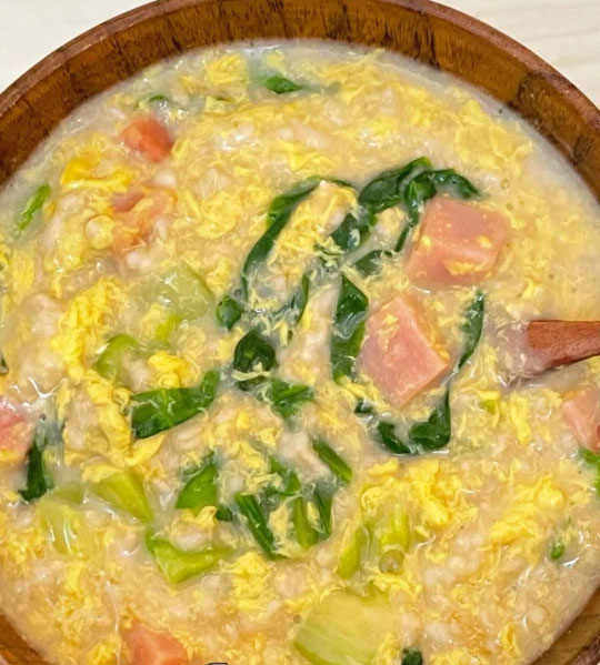 生菜火腿蛋花粥的做法
