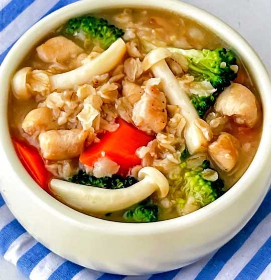 鸡肉杂蔬燕麦粥的做法