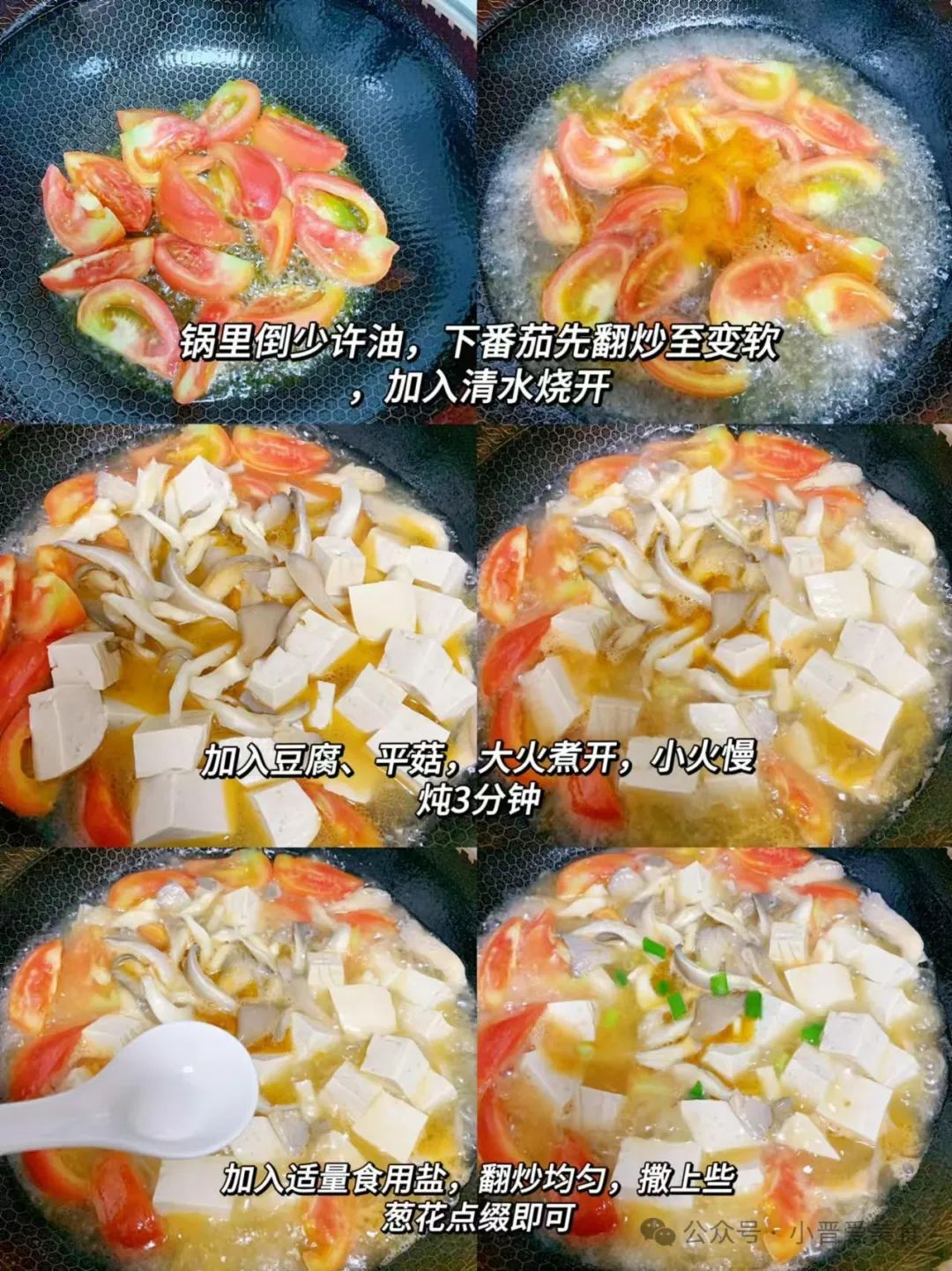 番茄平菇炖豆腐的做法