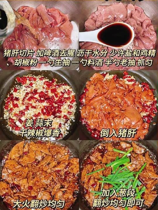 爆炒猪肝的制作方法