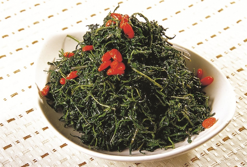 枸杞芽凉拌菜 炝拌枸杞芽图片